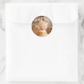 Schattigee Oranje Kitten met een Cupcake Ronde Sticker (Tas)