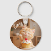 Schattigee Oranje Kitten met een Cupcake Sleutelhanger (Achterkant)