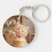 Schattigee Oranje Kitten met een Cupcake Sleutelhanger (Achterkant)