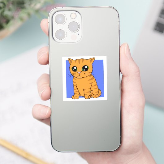 Schattigee Oranje kitten Sticker (Telefoon)