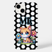 Schattigee Oranje Kitty Cat in Flowers gepersonali Case-Mate iPhone Case (Achterkant)
