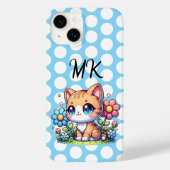 Schattigee Oranje Kitty Cat in Flowers gepersonali Case-Mate iPhone Case (Achterkant)