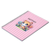Schattigee Oranje Kitty Cat in Flowers gepersonali Notitieboek (Linkerzijde)