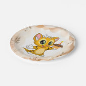 Schattigee Oranje Kitty Cat Verjaardagspapier Bord (Gekanteld)