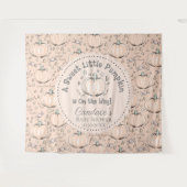 Schattigee Oranje Little Pumpkin Baby shower Achte Wandkleed (Voorkant (horizontaal))