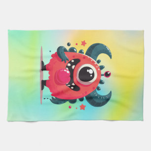 Schattigee Oranje Monster Cartoon-67423 Theedoek