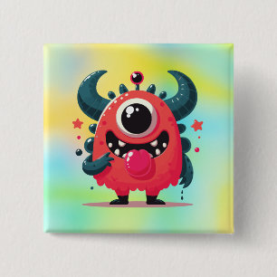 Schattigee Oranje Monster Cartoon-67423 Vierkante Button 5,1 Cm