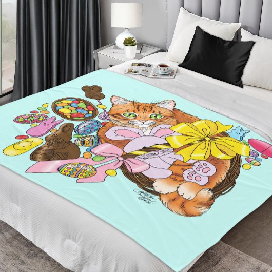Schattigee Oranje paaskat Fleece Deken