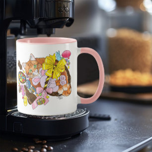 Schattigee Oranje paaskat Mok