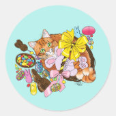 Schattigee Oranje paaskat Ronde Sticker (Voorkant)