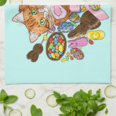 Schattigee Oranje paaskat Theedoek (Gevouwen)