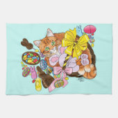 Schattigee Oranje paaskat Theedoek (Horizontaal)