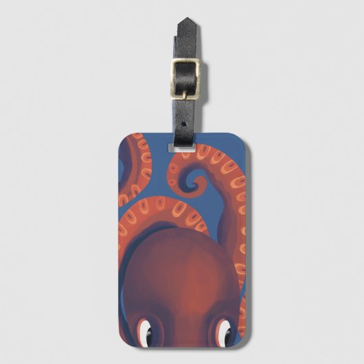Schattigee Oranje Peeking Octopus Bagagelabel (Voorkant (verticaal))