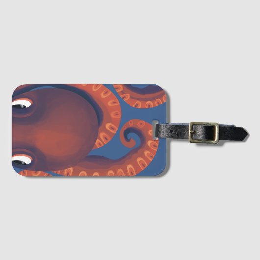 Schattigee Oranje Peeking Octopus Bagagelabel (Voorkant (horizontaal))