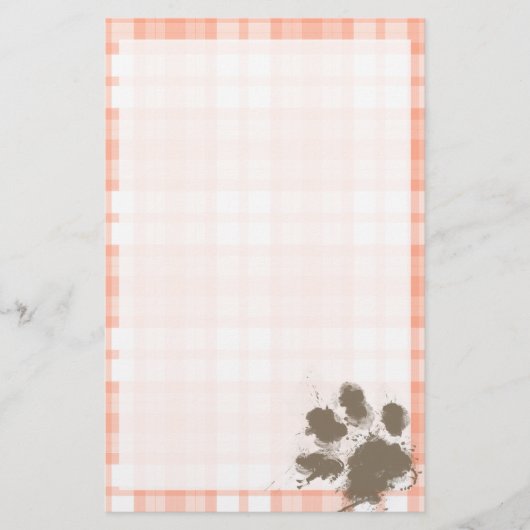 Schattigee Oranje Plaid; Funny Dog Briefpapier (Voorkant)