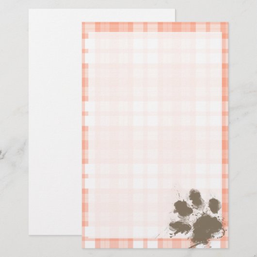 Schattigee Oranje Plaid; Funny Dog Briefpapier (Voorkant / Achterkant)