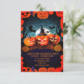 Schattigee Oranje pompoen Halloween uitnodiging (Staand voorkant)