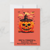Schattigee Oranje pompoen Halloween uitnodiging (Achterkant)