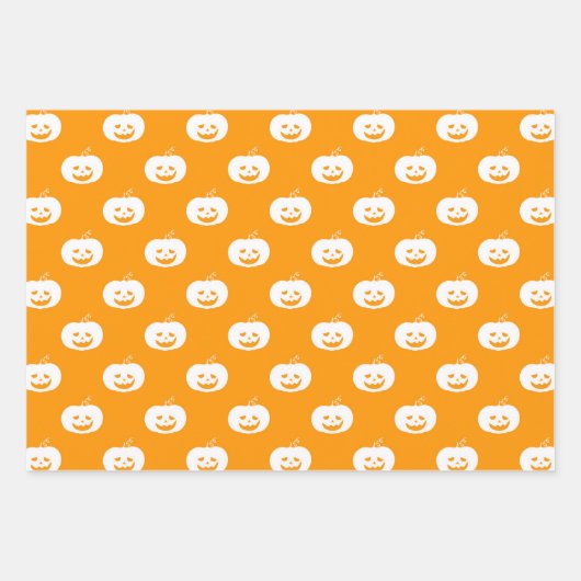 Schattigee Oranje pompoenen Halloween Pattern Inpakpapier Vel (Voorkant 3)