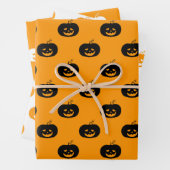 Schattigee Oranje pompoenen Halloween Pattern Inpakpapier Vel (In situ)