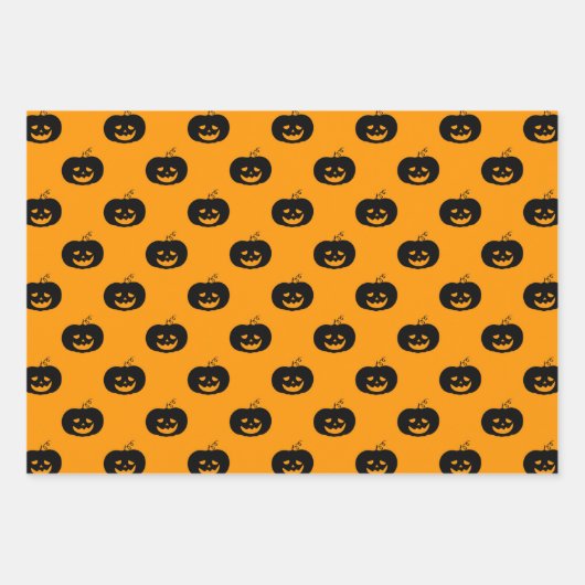 Schattigee Oranje pompoenen Halloween Pattern Inpakpapier Vel (Voorkant)