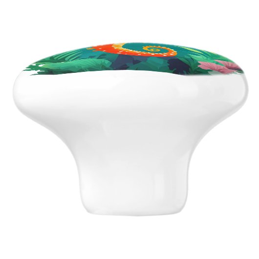 Schattigee Oranje Seahorse Cartoon stijl Keramische Knop (Zijkant)