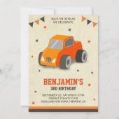 Schattigee Oranje Speelgoed Auto Kids Verjaardagsf Kaart (Voorkant)