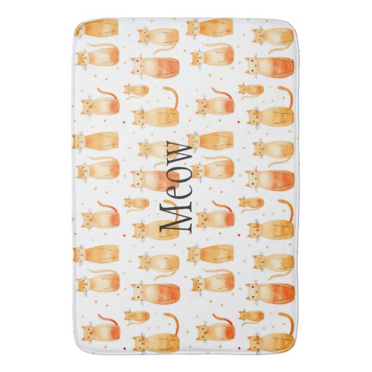 Schattigee Oranje Stippen en katten Badmat (Voorkant Verticaal)