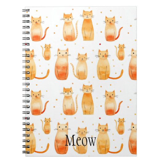 Schattigee Oranje Stippen en katten Notitieboek (Voorkant)