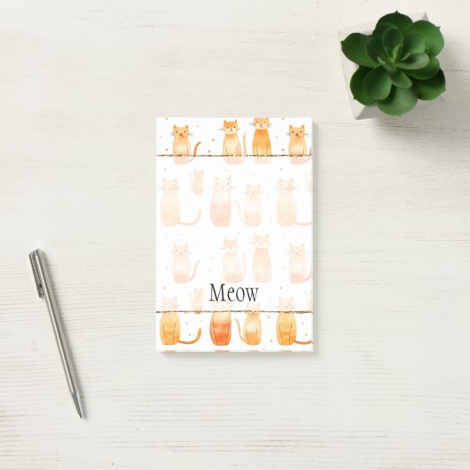 Schattigee Oranje Stippen en katten Post-it® Notes (Kantoor)