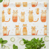 Schattigee Oranje Stippen en katten Theedoek (Gevouwen)