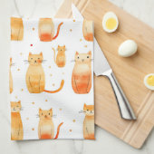 Schattigee Oranje Stippen en katten Theedoek (Quarter Fold)