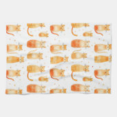 Schattigee Oranje Stippen en katten Theedoek (Horizontaal)