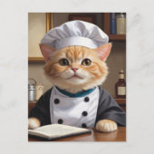 Schattigee Oranje Tabby Cat Chef Koken Illustratie Briefkaart (Voorkant)