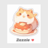 Schattigee Oranje Tabby Cat en Fluffy Pannenkoek S Sticker (Vel)