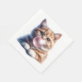 Schattigee Oranje Tabby Kat Blowing Bubble Gum Kwe Servet (Hoek)