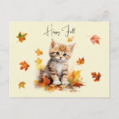 Schattigee Oranje Tabby Kitten in herfstbladeren Briefkaart (Voorkant)