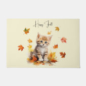 Schattigee Oranje Tabby Kitten in herfstbladeren Deurmat (Voorkant)
