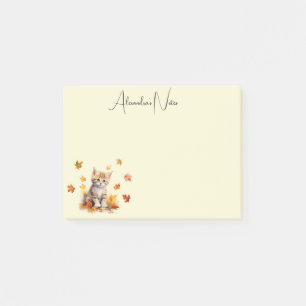 Schattigee Oranje Tabby Kitten in herfstbladeren Post-it® Notes