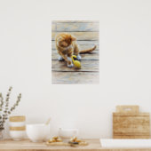 Schattigee Oranje Tabby Kitten Muis Play Art Poste Poster (Keuken)