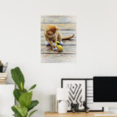 Schattigee Oranje Tabby Kitten Muis Play Art Poste Poster (Thuiskantoor)