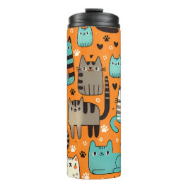 Schattigee Oranje thermische Tumbler voor katten Thermosbeker