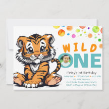 Schattigee Oranje tijger Wild One Birthday | Parti