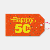 SCHATTIGEE ORANJE Verjaardag Cadeaulabel (Voorkant (Horizontaal))