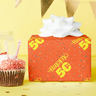 SCHATTIGEE ORANJE Verjaardag Cadeaupapier