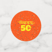 SCHATTIGEE ORANJE Verjaardag Confetti (Kleine voorkant)