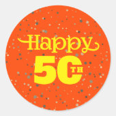 SCHATTIGEE ORANJE Verjaardag Ronde Sticker (Voorkant)