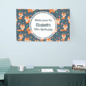 Schattigee Oranje vos dierlijk patroontje verjaard Spandoek (Beurs)