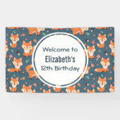 Schattigee Oranje vos dierlijk patroontje verjaard Spandoek (Horizontaal)