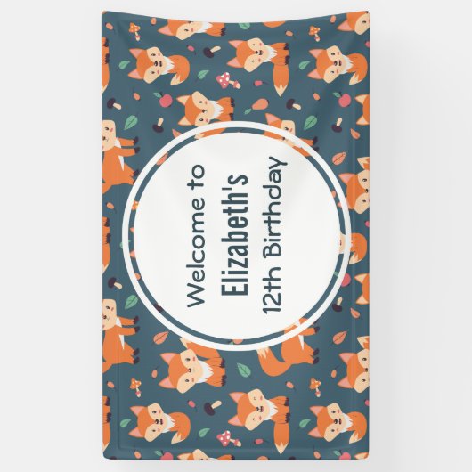 Schattigee Oranje vos dierlijk patroontje verjaard Spandoek (Verticaal)